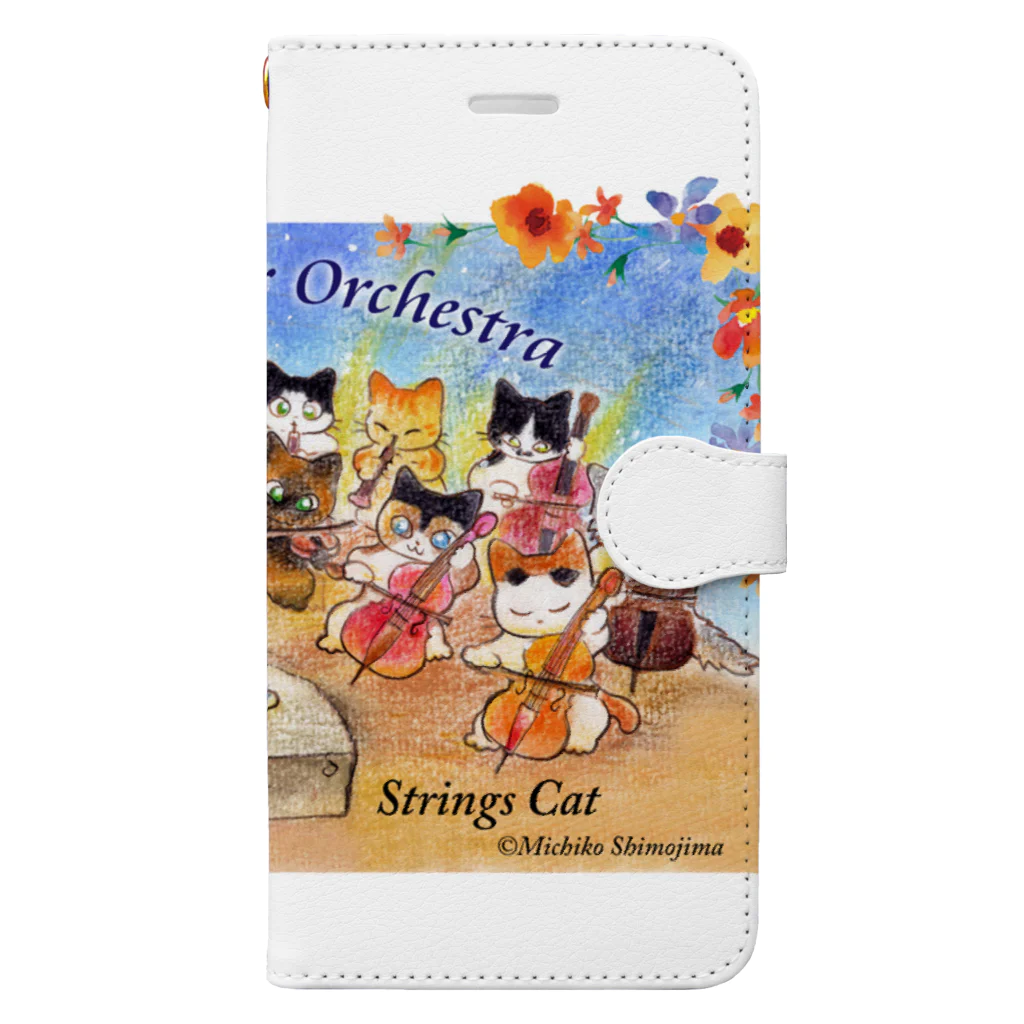 猫と音楽Strings Catの猫とねずみのオーケストラ！ Book-Style Smartphone Case