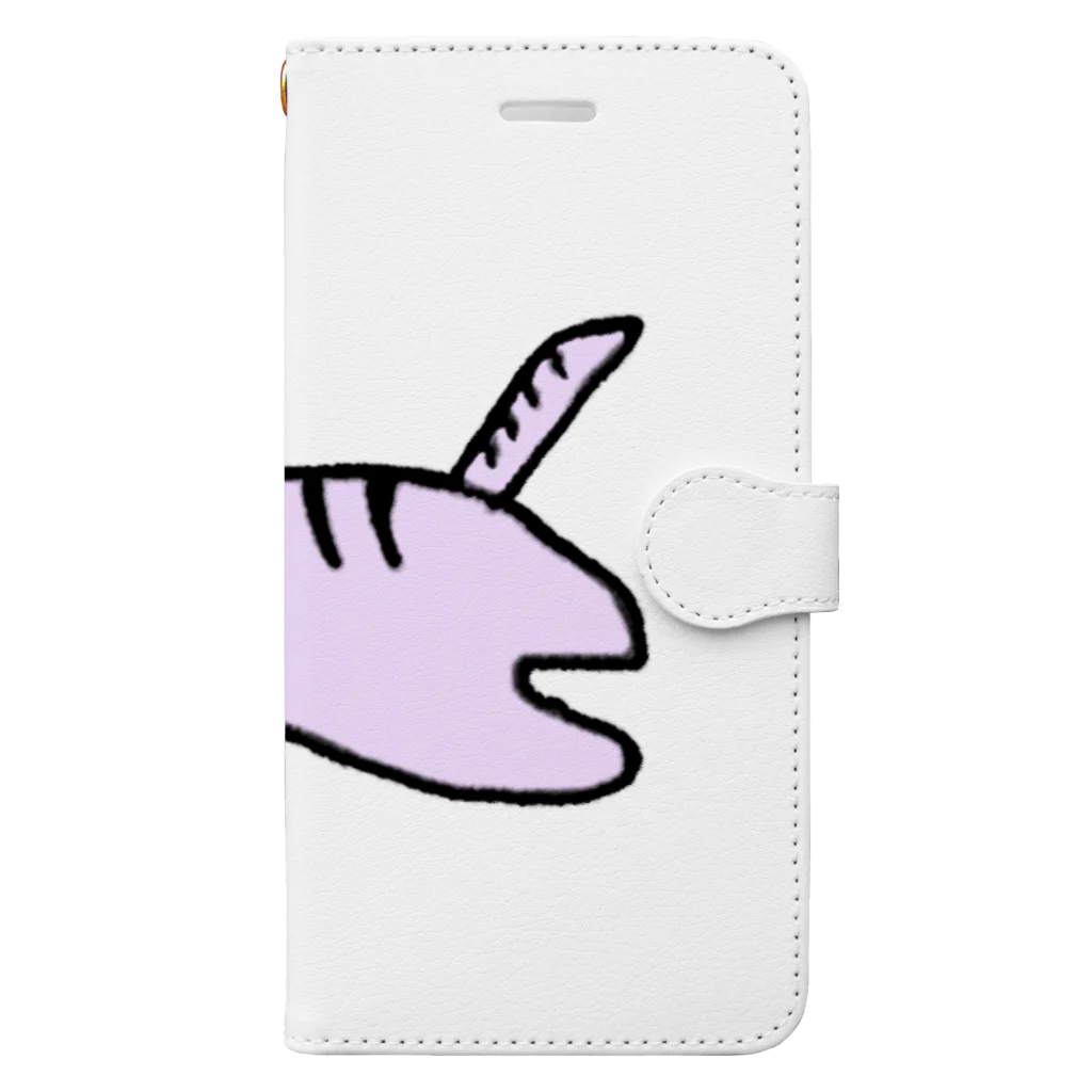 おもち屋さんのごろごろねこ（紫） Book-Style Smartphone Case