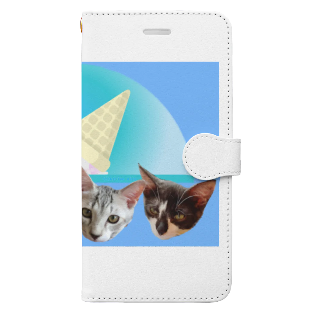 保護猫カフェ「駒猫」さん家のNo.7 フルーツ4兄弟♪ Book-Style Smartphone Case