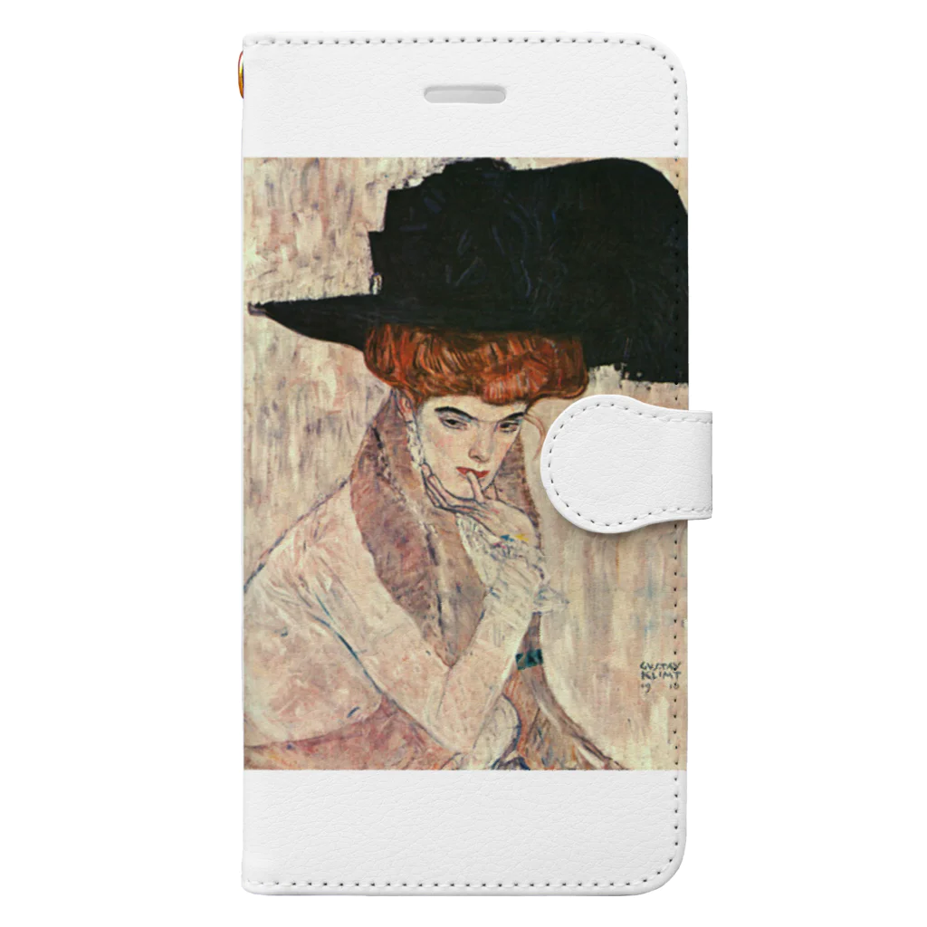 Art Baseのグスタフ・クリムト / 1910 / The Black Feather Hat / Gustav Klimt 手帳型スマホケース