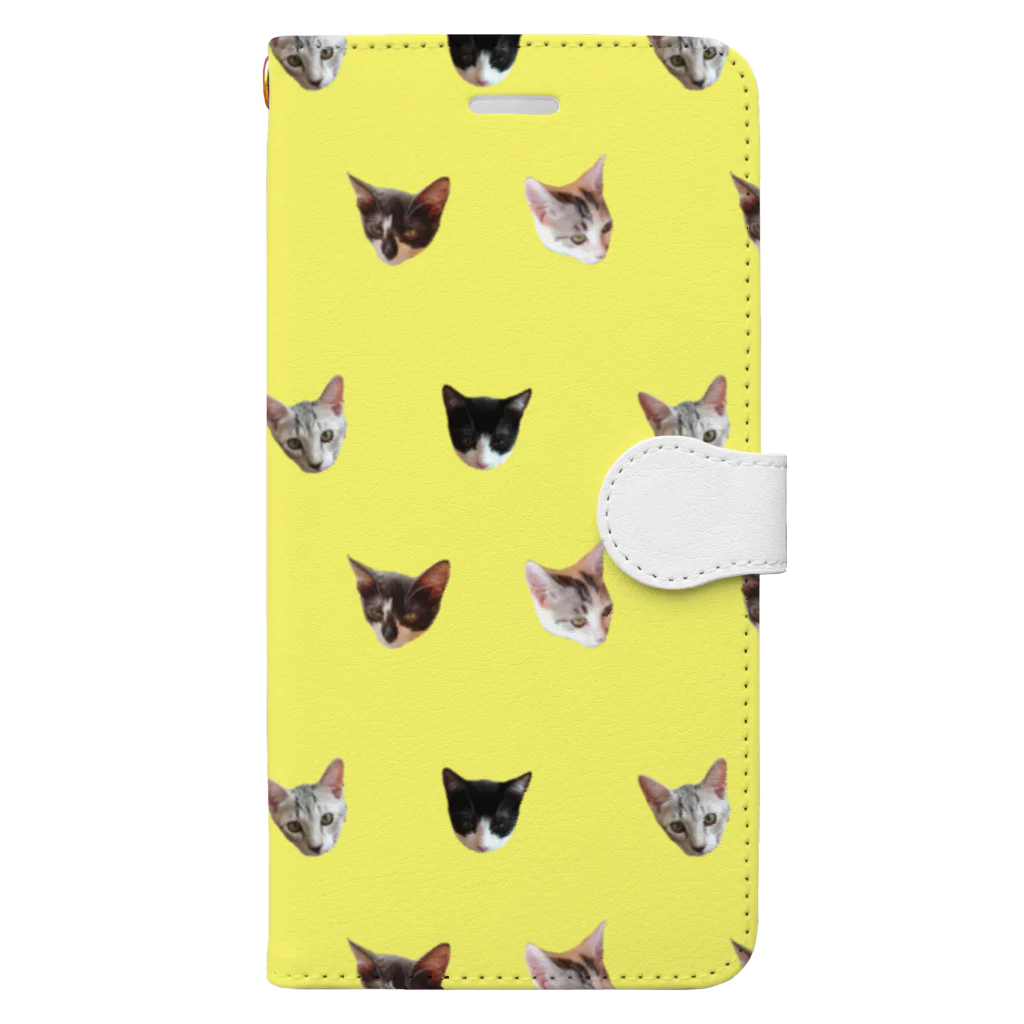 保護猫カフェ「駒猫」さん家のNo.8 フルーツ4兄弟 ドット♪ Book-Style Smartphone Case