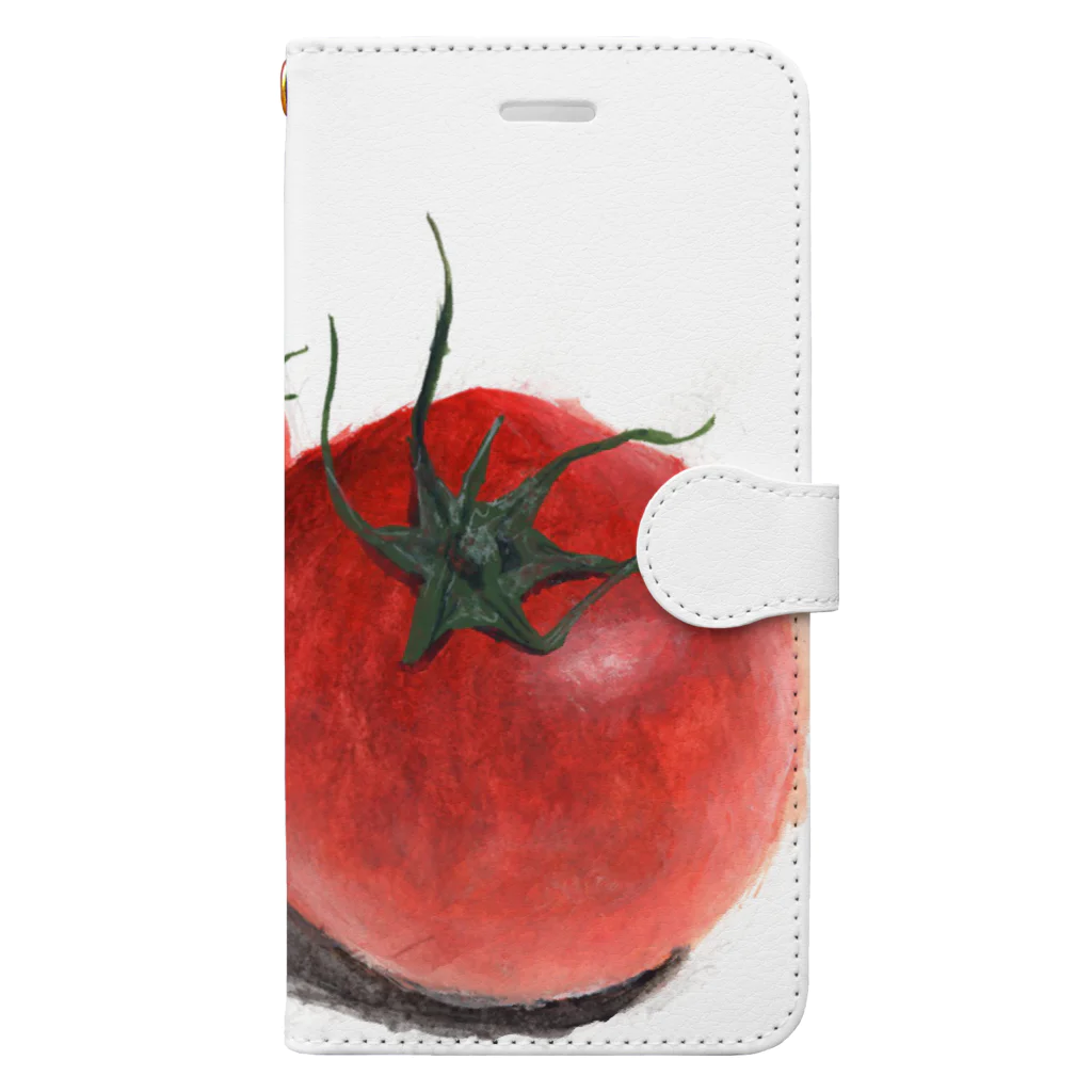 techonの手描きトマト２つ Book-Style Smartphone Case