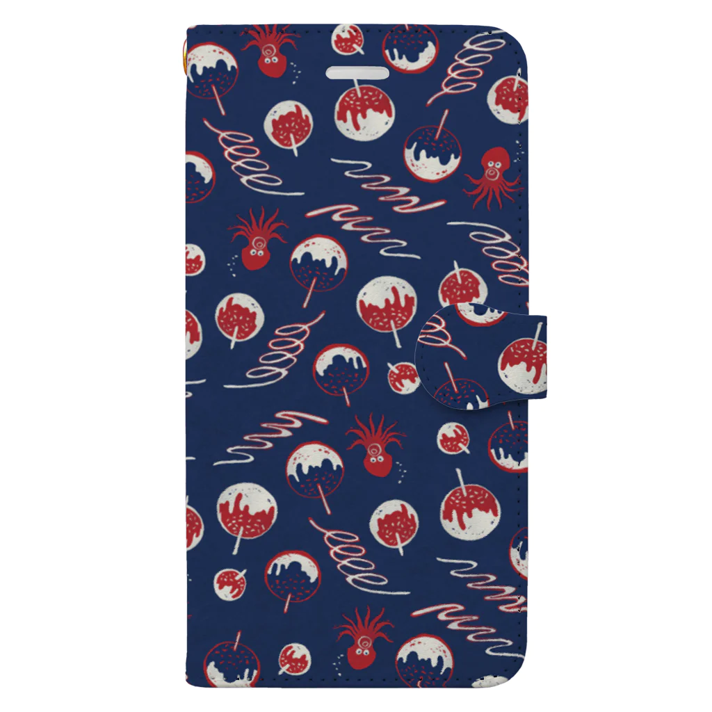 IZANAMI by Akane Yabushitaの【日本レトロ#20】たこ焼き（パターン） Book-Style Smartphone Case