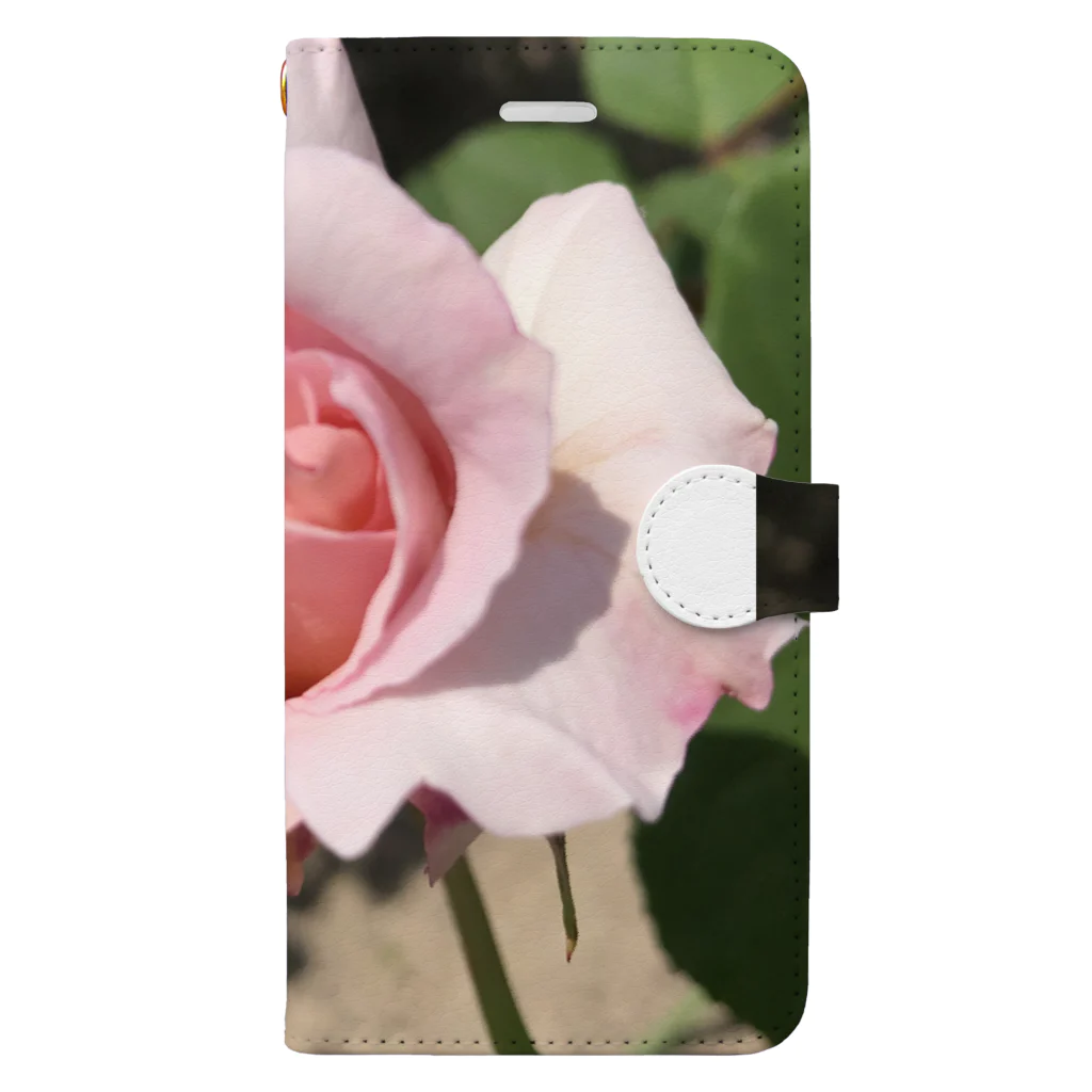 2626(ふわふわ)のピンクの薔薇ちゃん 手帳型スマホケース