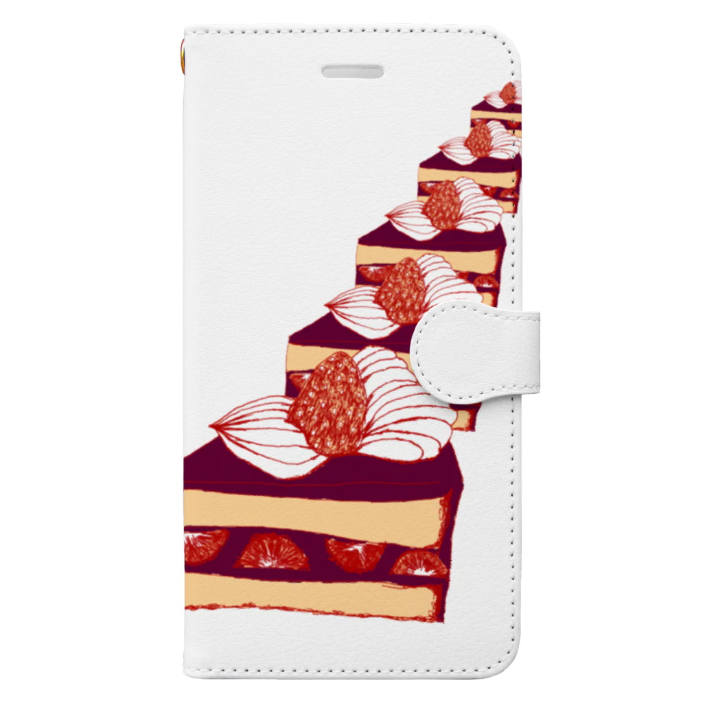 NIKORASU GOのスイーツデザイン「迫りくるケーキ」 Book-Style Smartphone Case