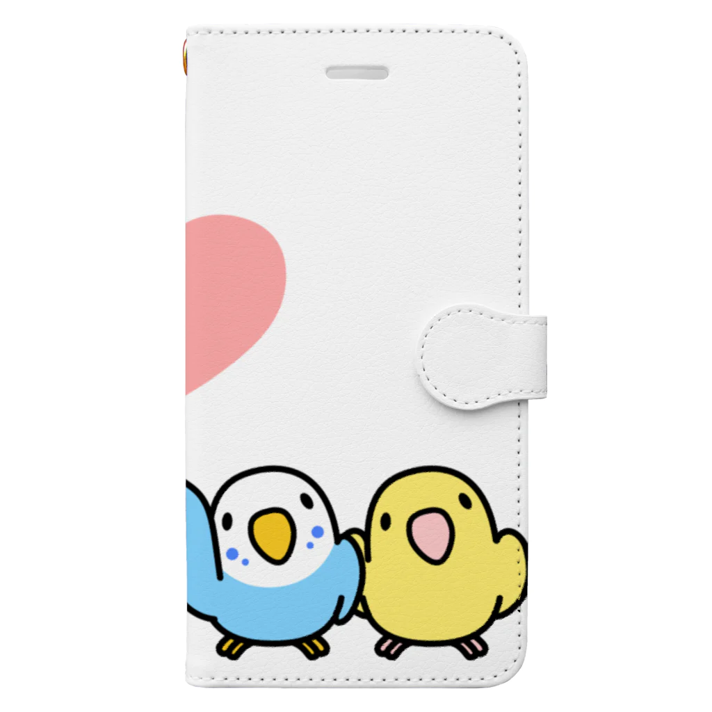 まめるりはことりのハイタッチなかよしセキセイインコ【まめるりはことり】 Book-Style Smartphone Case