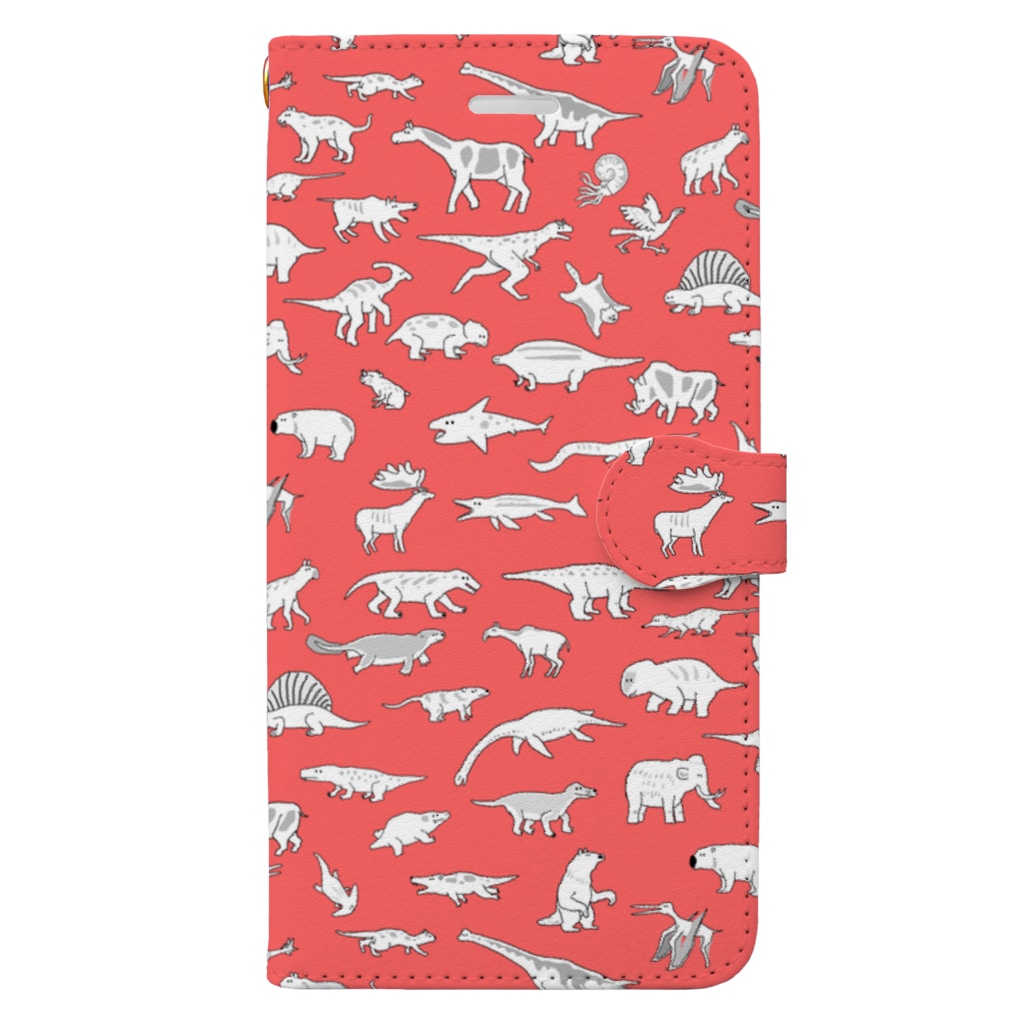 ホリゴメの絶滅した生き物 古生代〜新生代 アカ Book-Style Smartphone Case