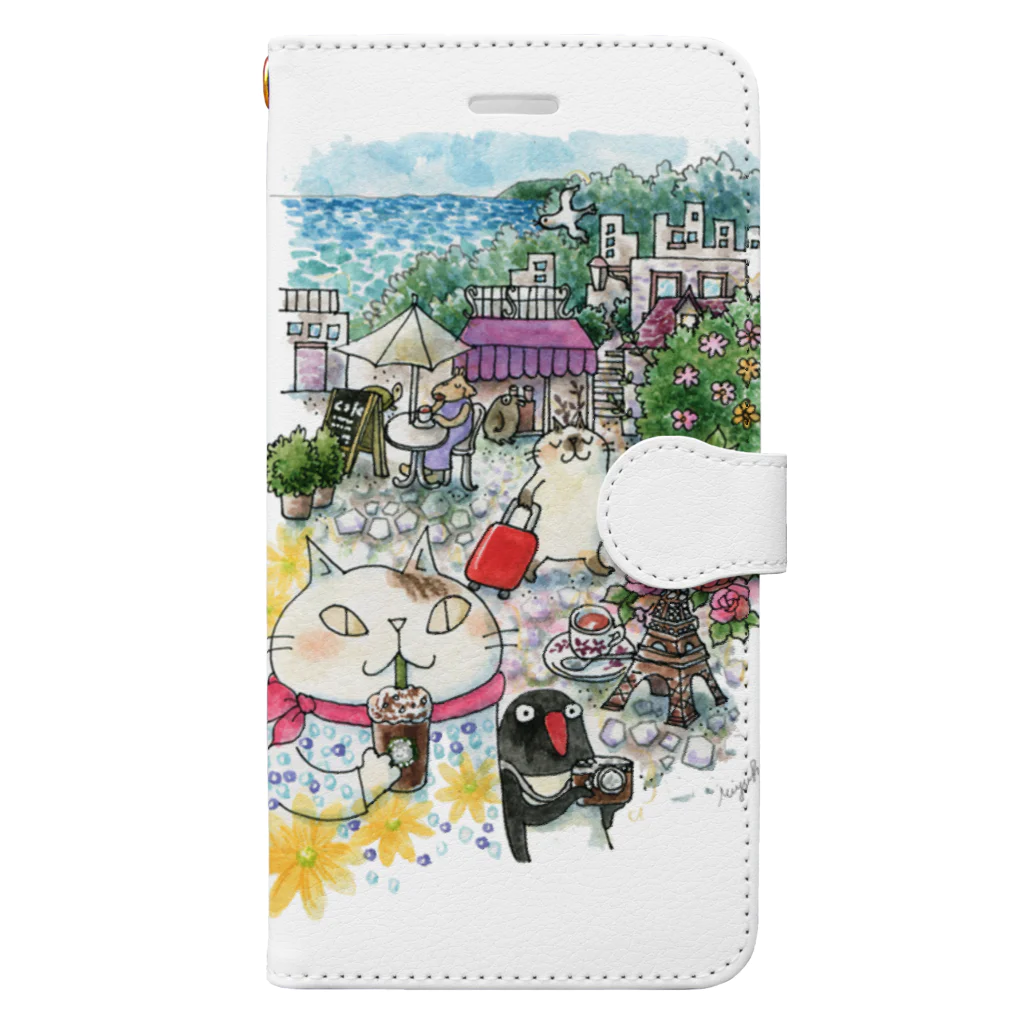 吉沢深雪の猫とペンギンと旅気分 Book-Style Smartphone Case