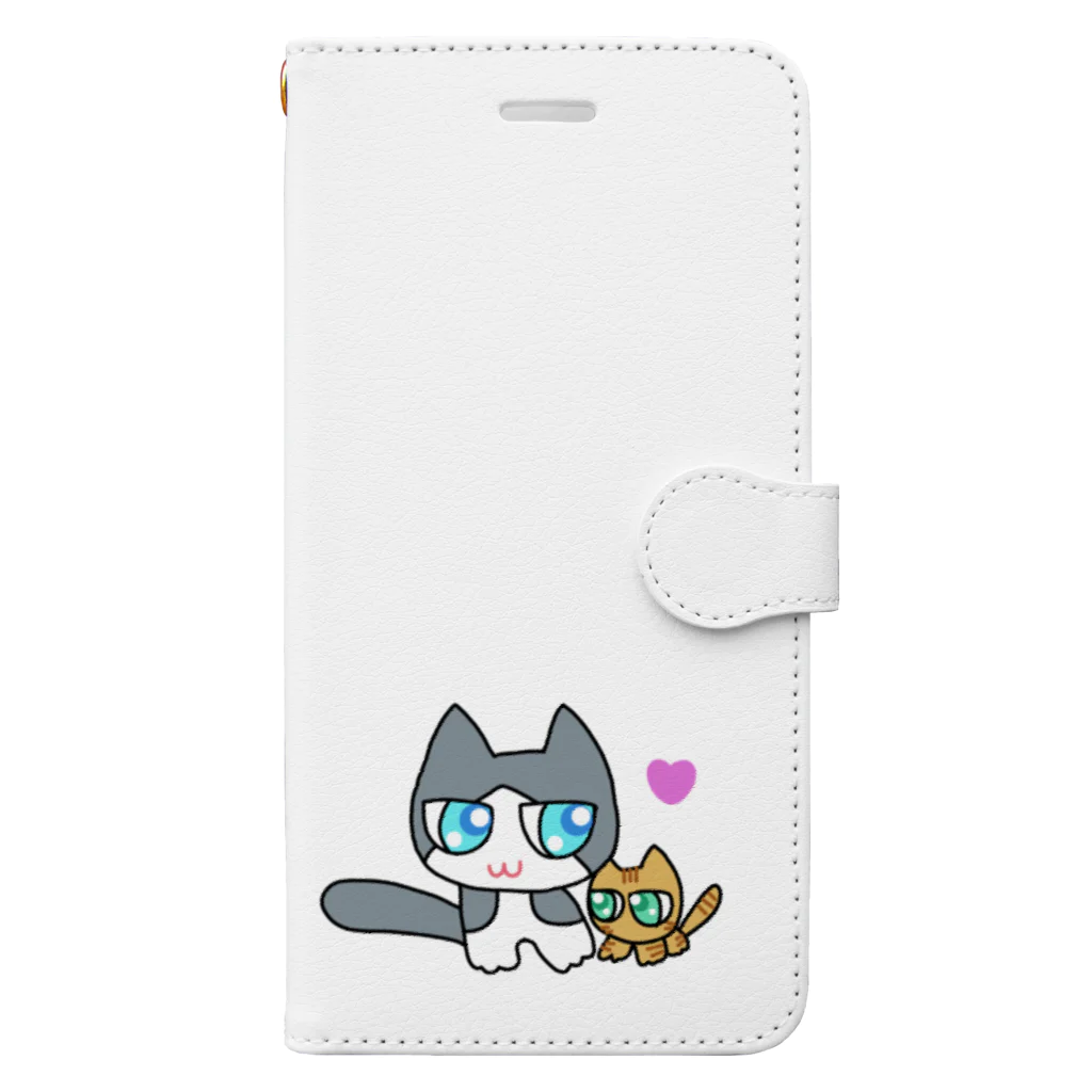 みーにゃ☆。にじいろにゃんこのにじいろにゃんこ 手帳型スマホケース