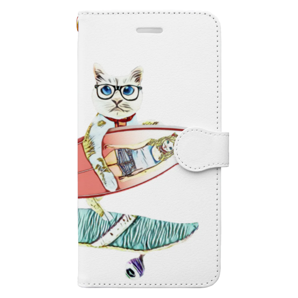 Rock catの CAT BOY メガネ Book-Style Smartphone Case