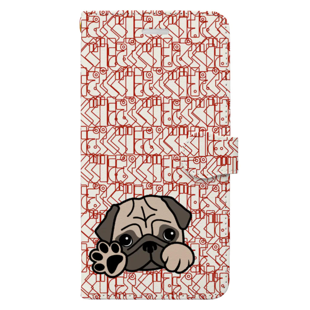 パグ PUG ぱぐ  OHMAI GALLERYのパグ-ぱぐ-PUG-パーグー-3 手帳型iPhoneケース Book-Style Smartphone Case