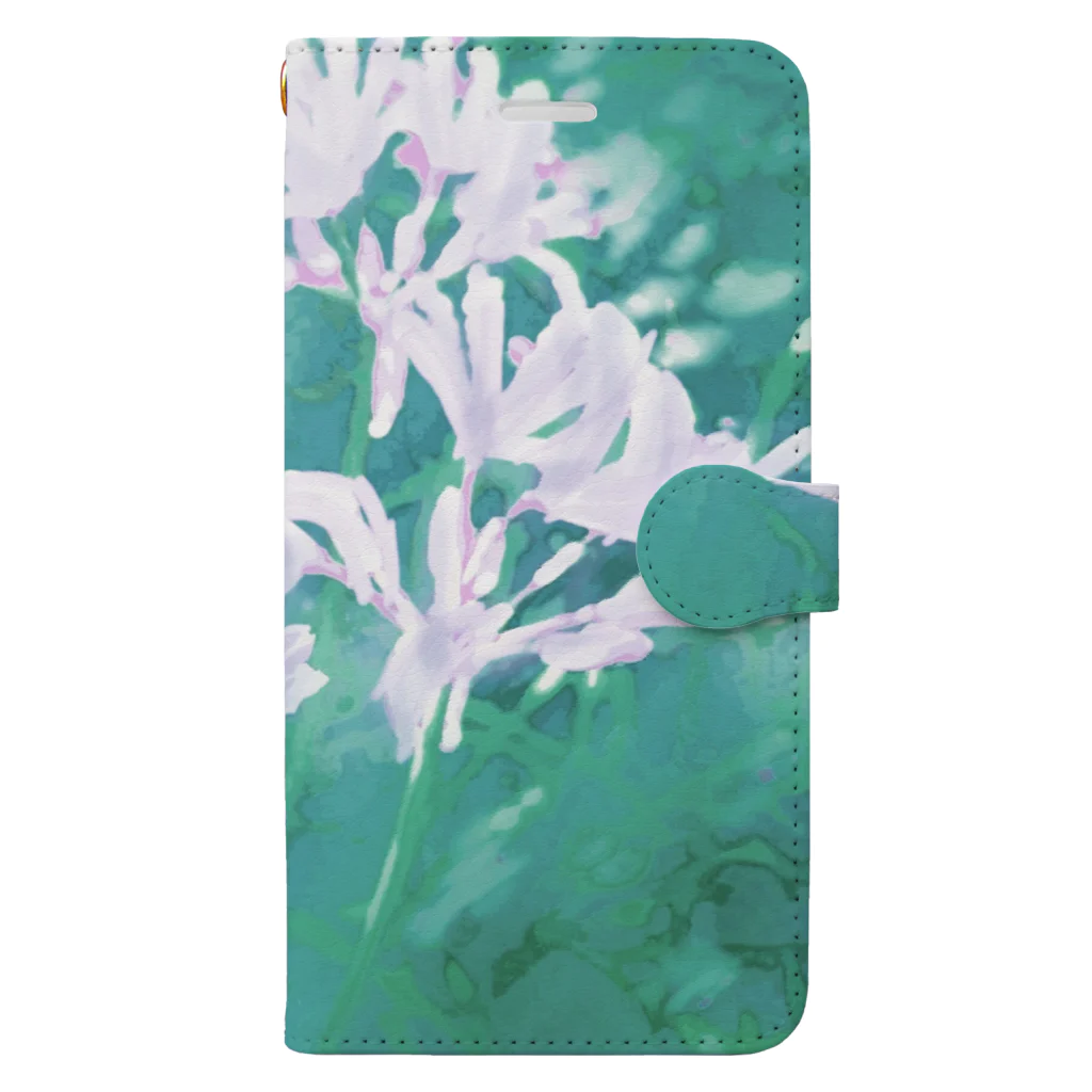 宵花火の繊細な花びら(緑) Book-Style Smartphone Case