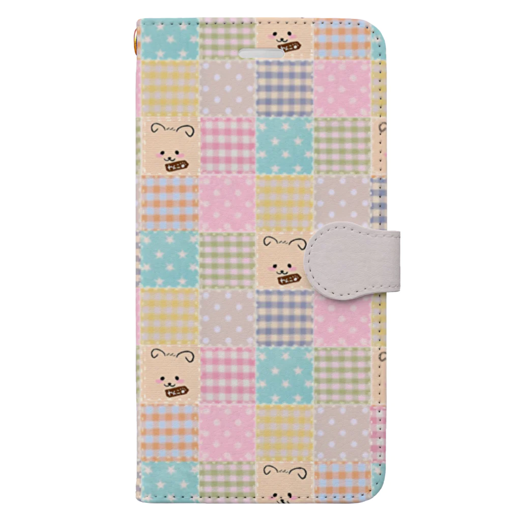 merongのミルキーパッチワーク風♡全面♬(犬) Book-Style Smartphone Case