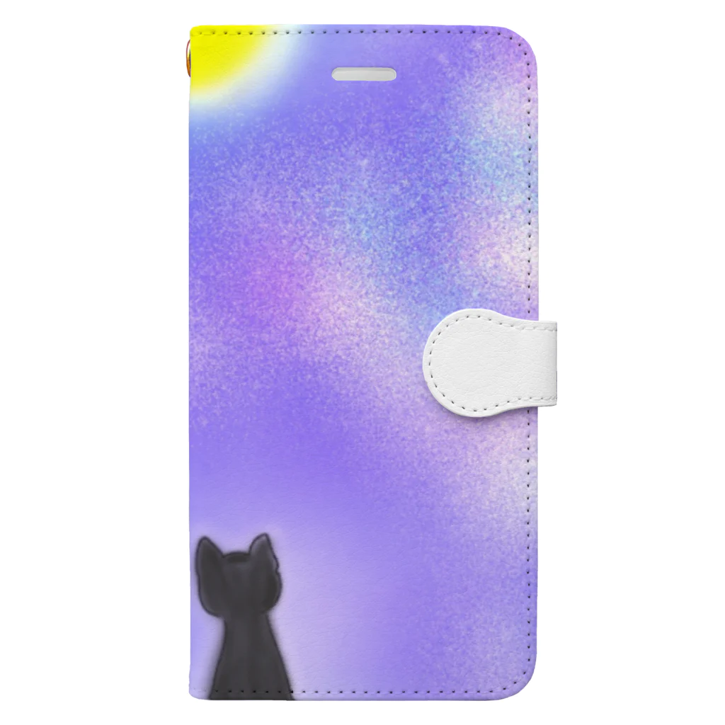 社畜すぎるちいたんの月と猫 Book-Style Smartphone Case