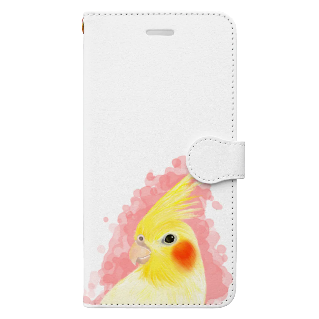 まめるりはことりのほんわかオカメインコ　ルチノー【まめるりはことり】 Book-Style Smartphone Case