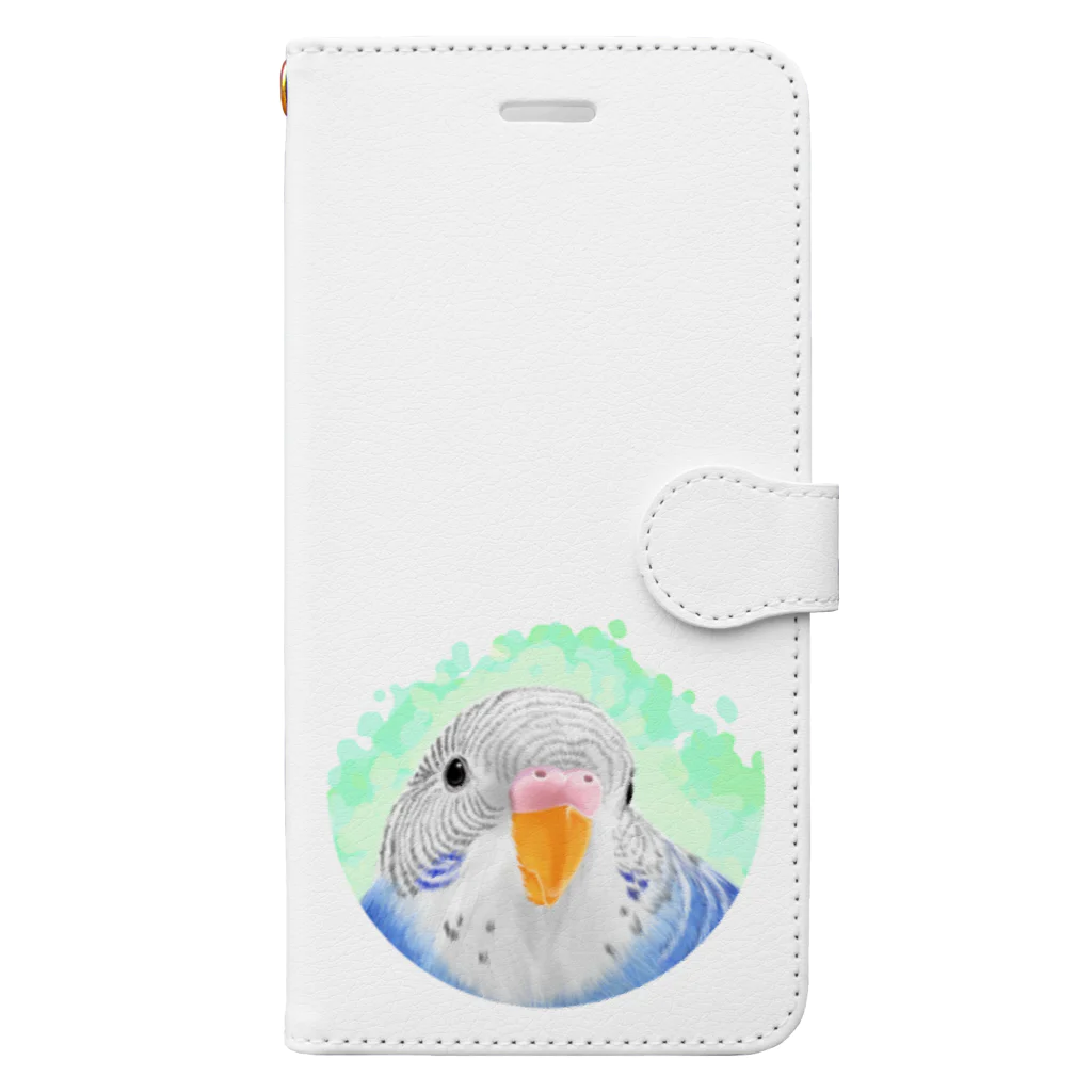 まめるりはことりのセキセイインコ　オパーリン【まめるりはことり】 Book-Style Smartphone Case