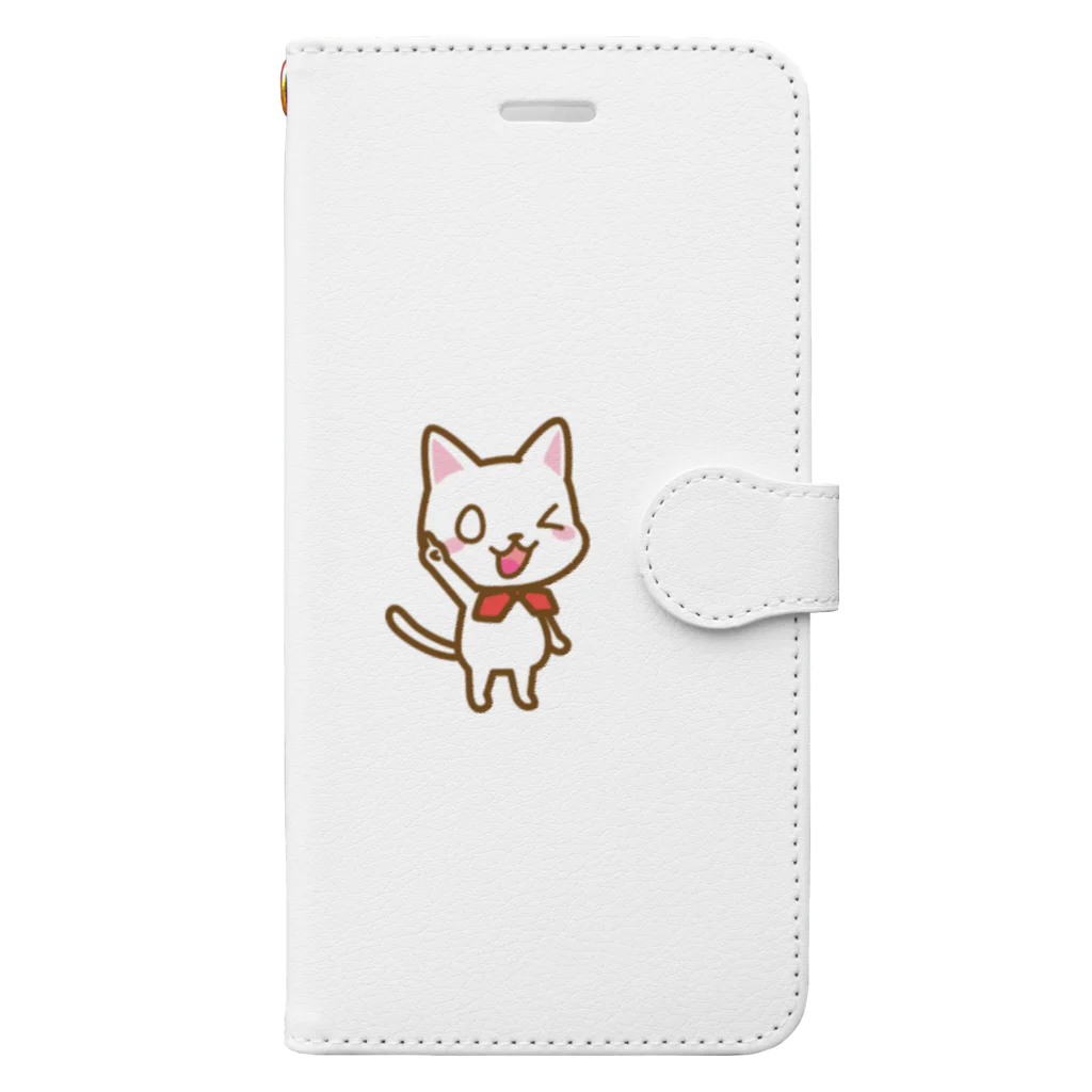 白ねこグループアンテナSHOPの白ねこ公式キャラクター Book-Style Smartphone Case