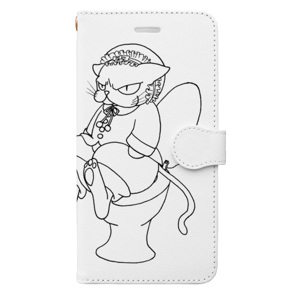 36sanのpooping cat Book-Style Smartphone Case