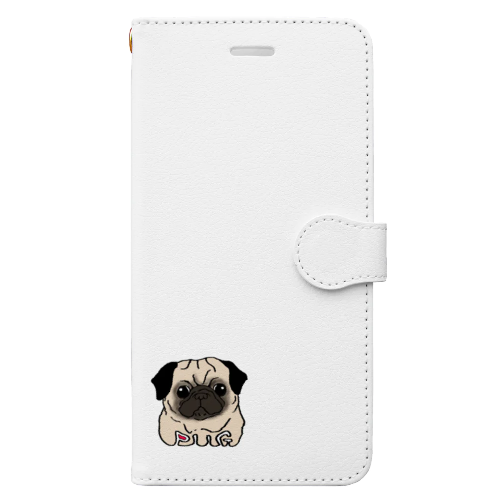 SHoWのPUGなのです 手帳型スマホケース