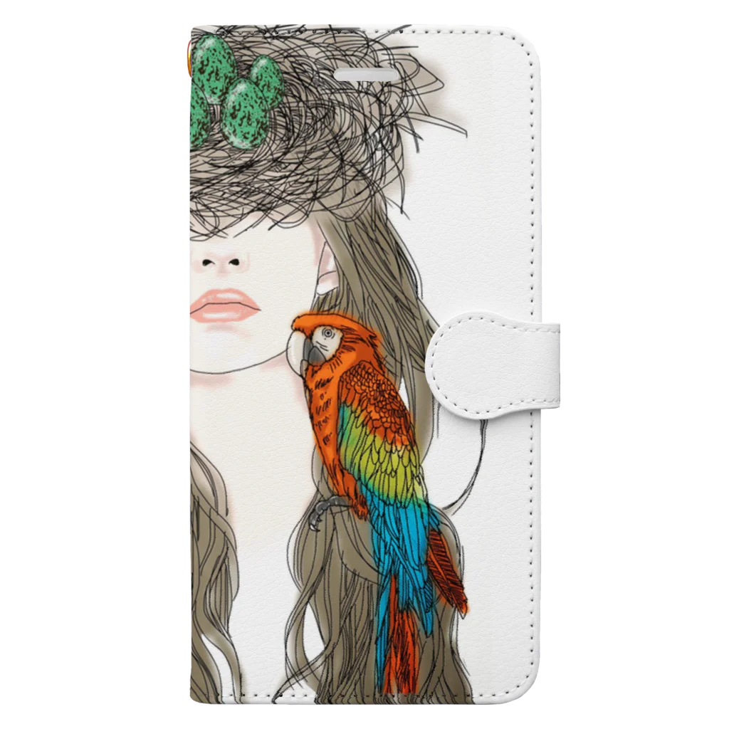 meimasaruの鳥の巣girl Book-Style Smartphone Case