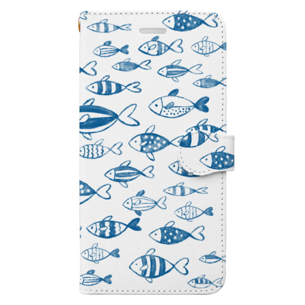 トモカワ ヒロサキ デザインショップの泳ぐ魚柄 Book-Style Smartphone Case