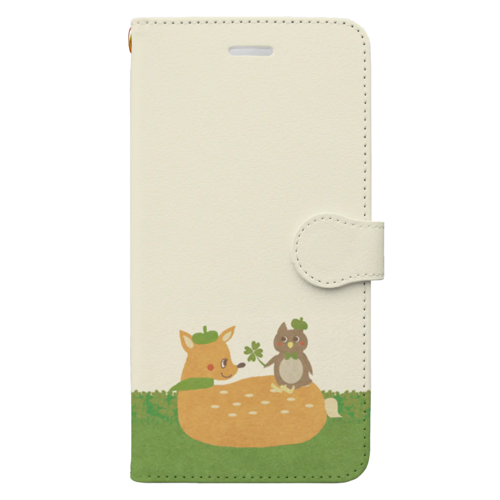 やたにまみこのiPhone 8 Plus/7 Plus用◆ema-emama『happiness-clover』 Book-Style Smartphone Case