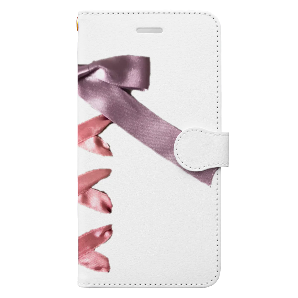 💜Salon de Lucia💜のPink × Lavender Lased-up Ribbon Book-Style Smartphone Case