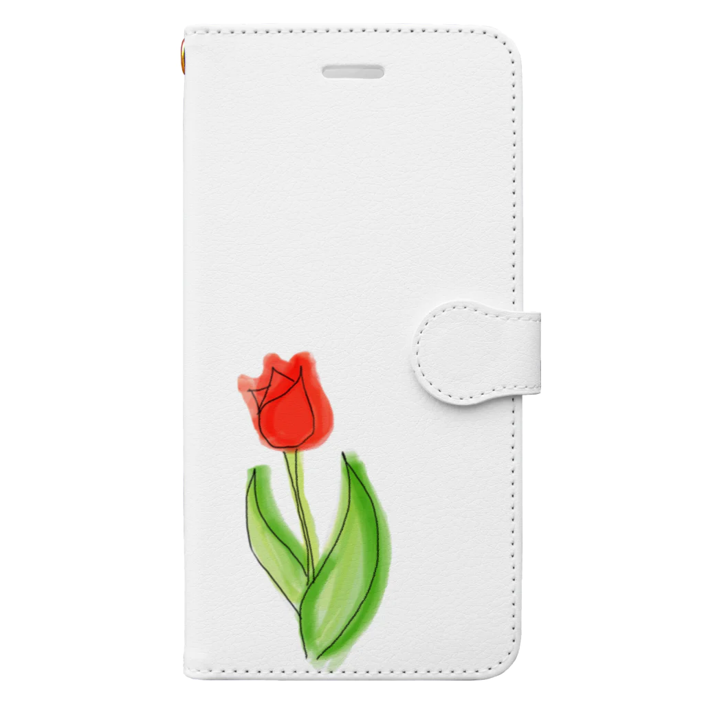 Hinakoの赤いチューリップ、単品で Book-Style Smartphone Case