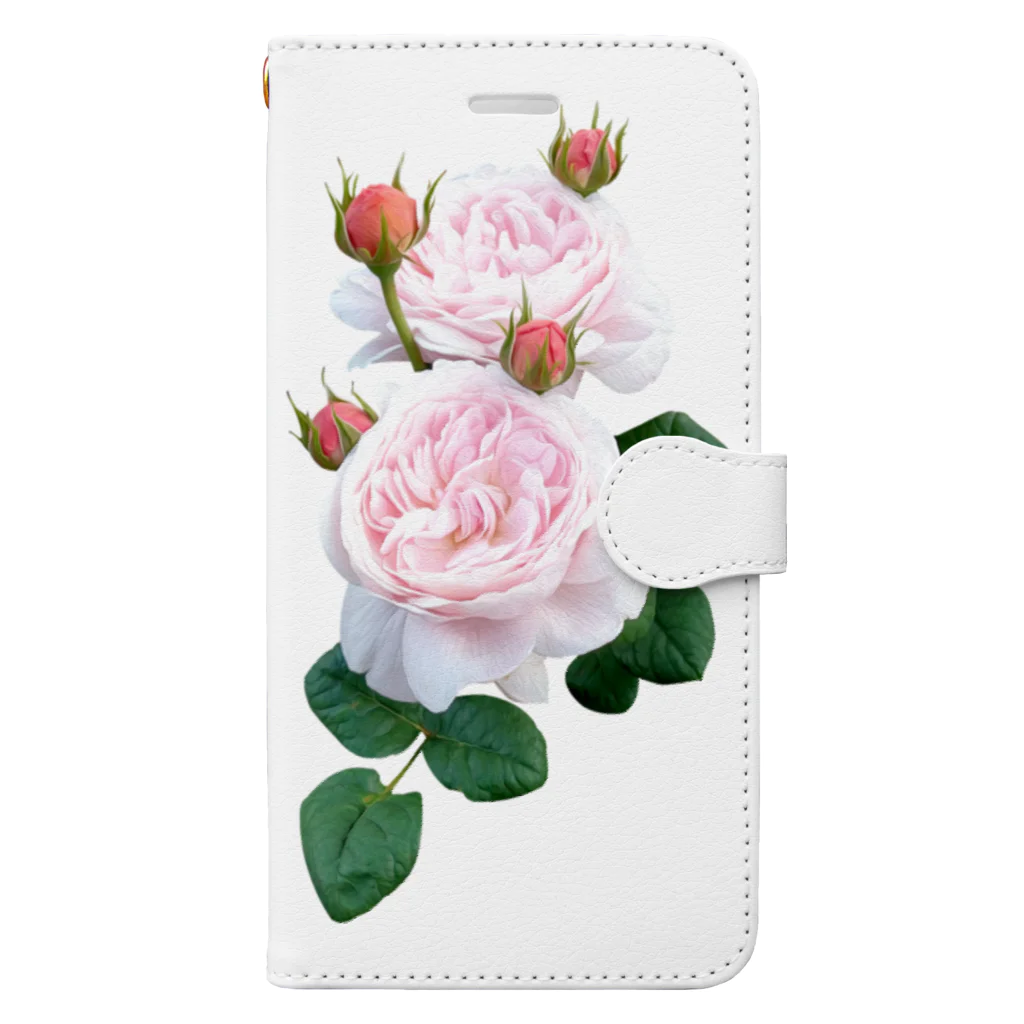 コマタヒチの蕾のついたピンクの薔薇 Book-Style Smartphone Case