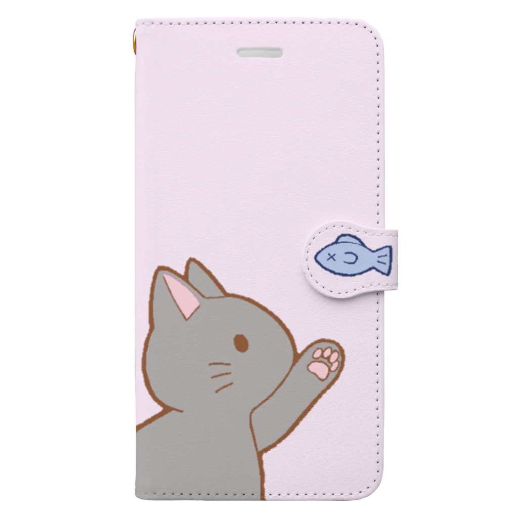 かわいいもののおみせ　いそぎんちゃくのお魚にゃー　グレー Book-Style Smartphone Case