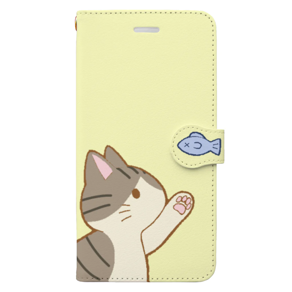 かわいいもののおみせ　いそぎんちゃくのお魚にゃー　キジ白 手帳型スマホケース