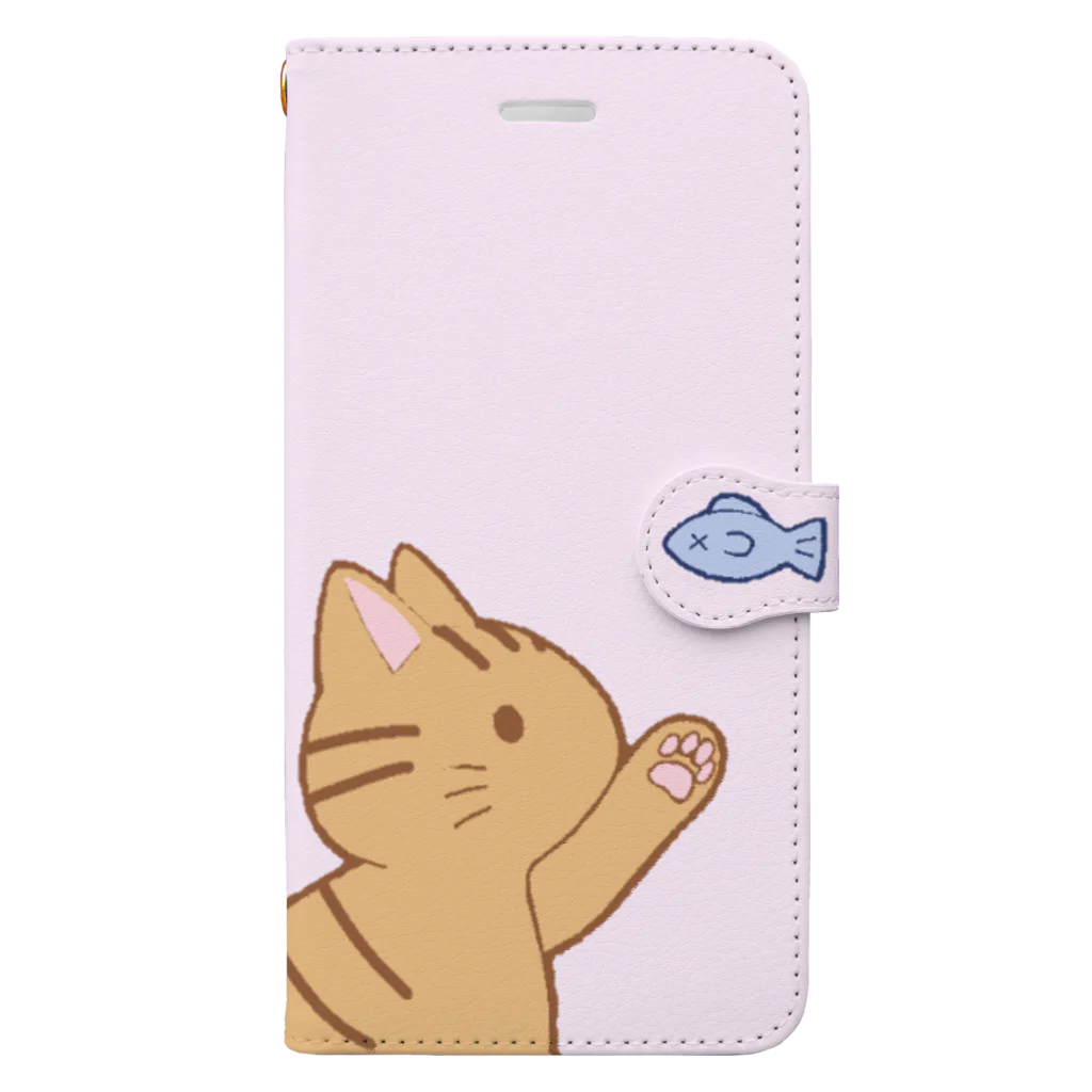 かわいいもののおみせ　いそぎんちゃくのお魚にゃー　茶トラ 手帳型スマホケース