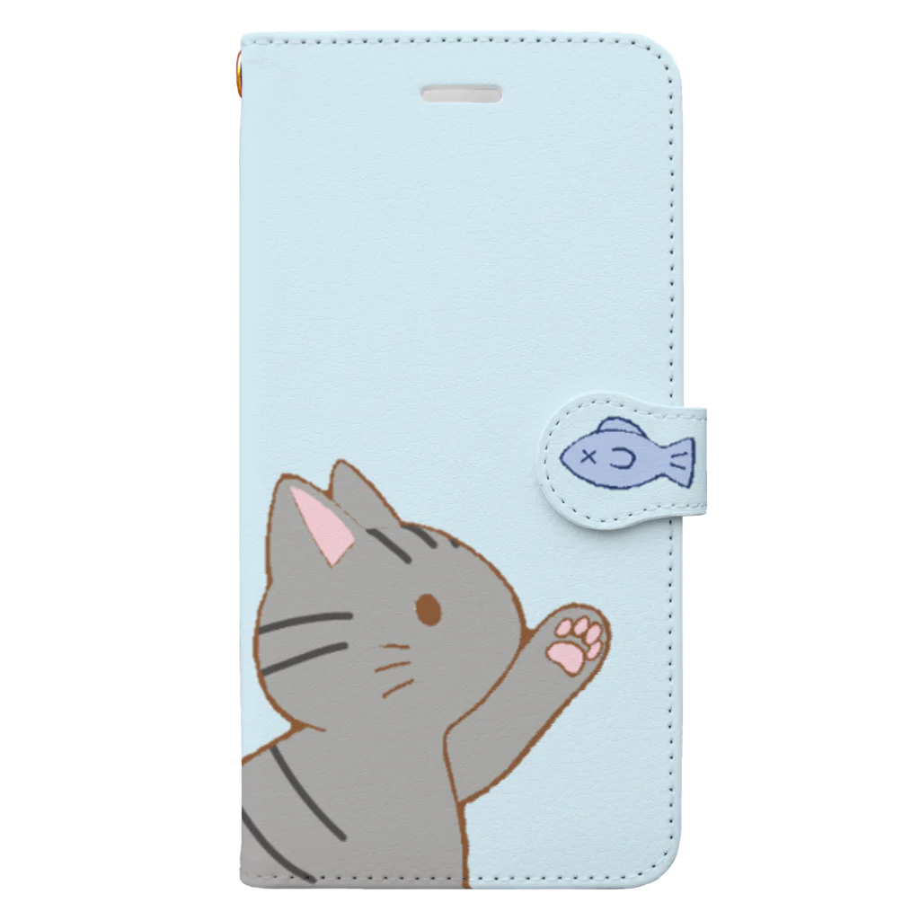 かわいいもののおみせ　いそぎんちゃくのお魚にゃー　鯖トラ 手帳型スマホケース