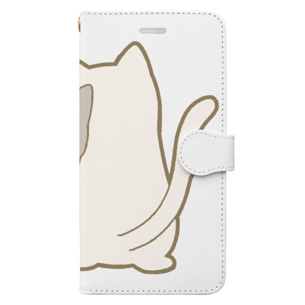 かわいいもののおみせ　いそぎんちゃくの仲良し猫の背中　灰白&白 Book-Style Smartphone Case