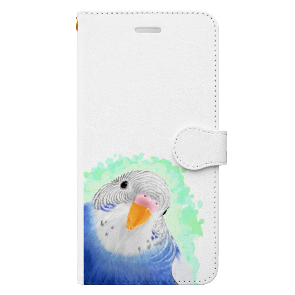 まめるりはことりのセキセイインコ　オパーリン大【まめるりはことり】 Book-Style Smartphone Case