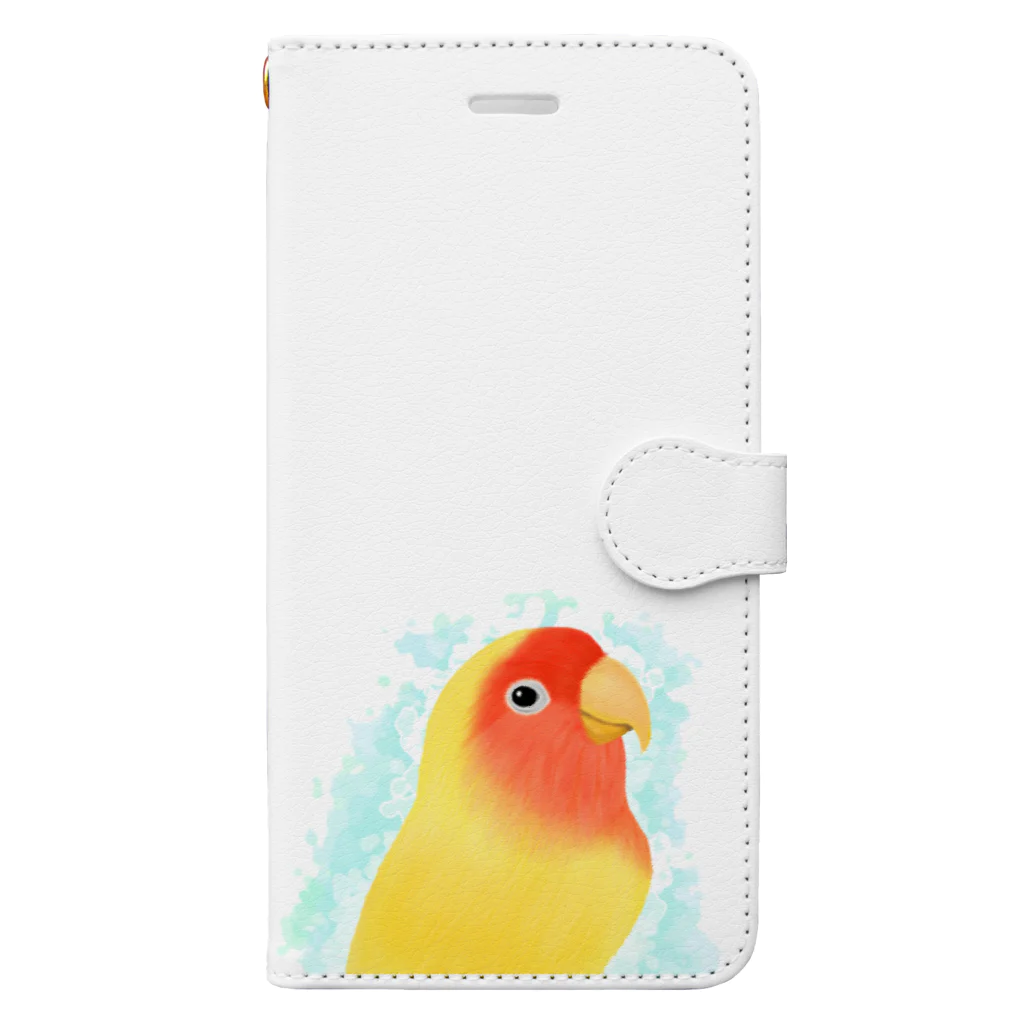 まめるりはことりのほんわかコザクラインコ　ルチノー【まめるりはことり】 Book-Style Smartphone Case