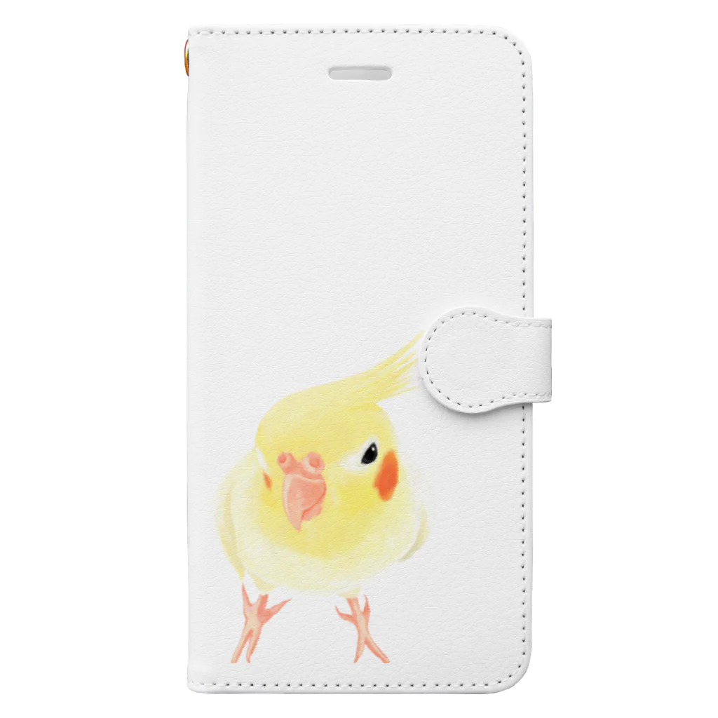 まめるりはことりのオカメインコ　おすましルチノー【まめるりはことり】 手帳型スマホケース