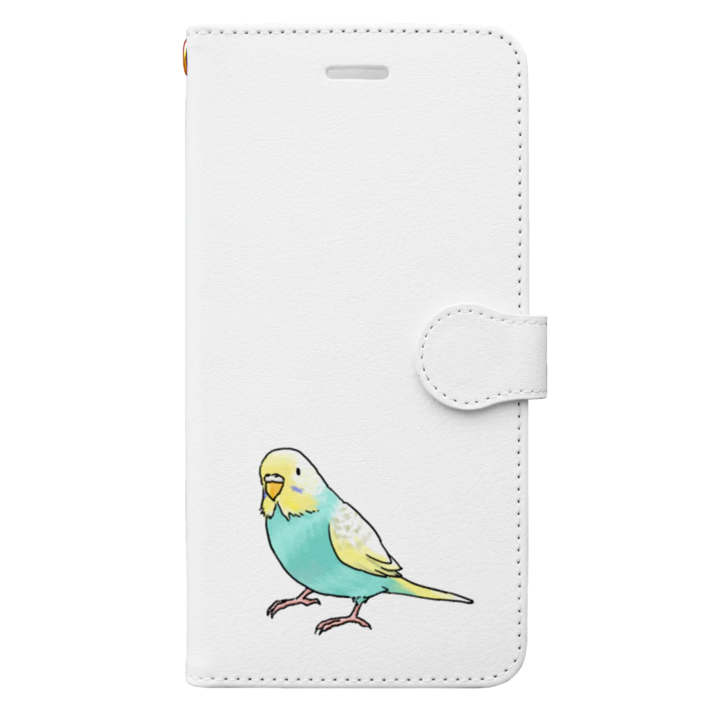 まめるりはことりのごきげんセキセイインコ【まめるりはことり】 Book-Style Smartphone Case