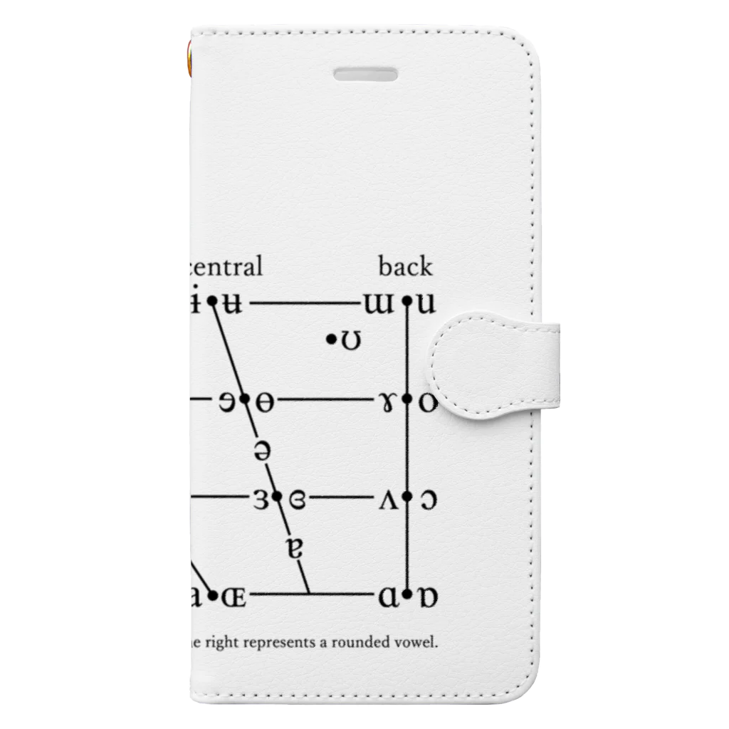 言語系グッズを作ってみるショップのIPA母音チャート（黒字） Book-Style Smartphone Case