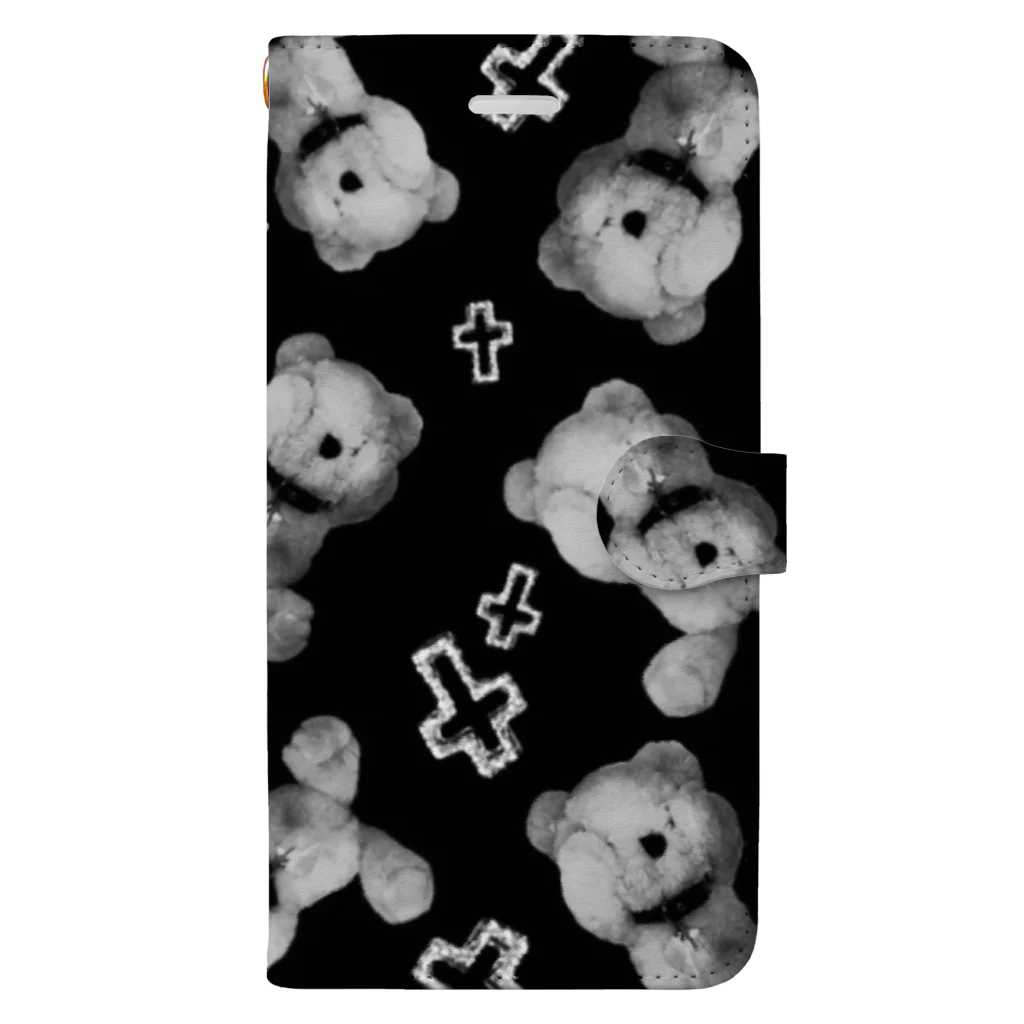 💜Salon de Lucia💜のPeek-a-boo CROSS Teddy Monochrome Random Book-Style Smartphone Case