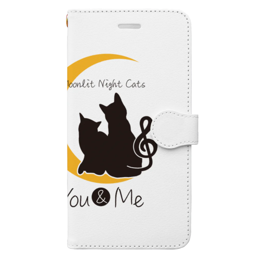  ポポのお店の月夜のネコ Book-Style Smartphone Case