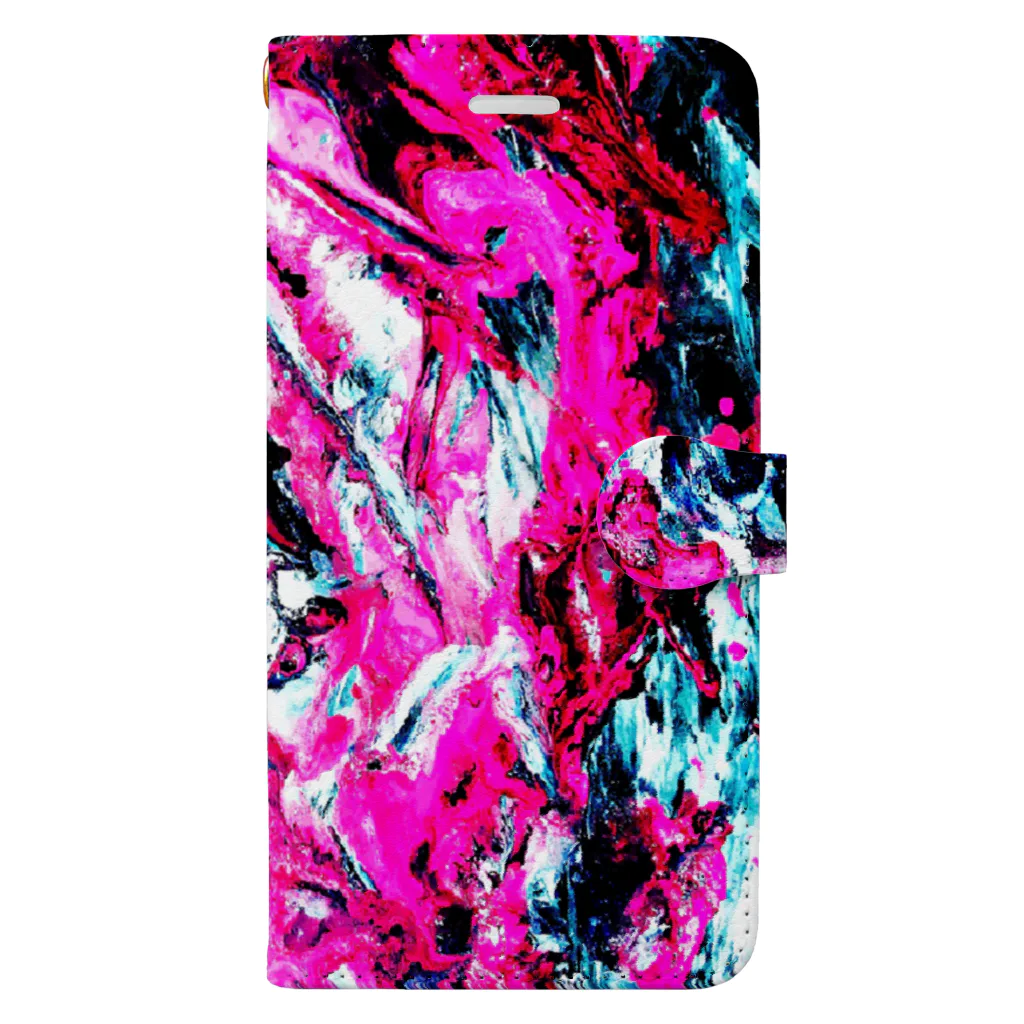 兎派のpaint_01_landscape(vivid pink) Book-Style Smartphone Case