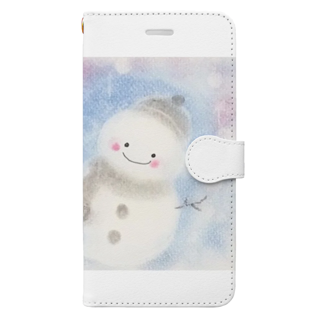 からふるの雪だるま 手帳型スマホケース