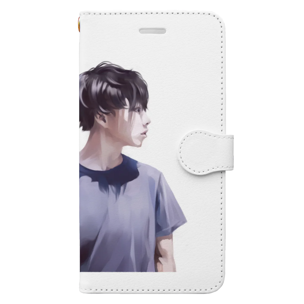 幾瀬陽七乃@お仕事募集中の横を向く男性 Book-Style Smartphone Case