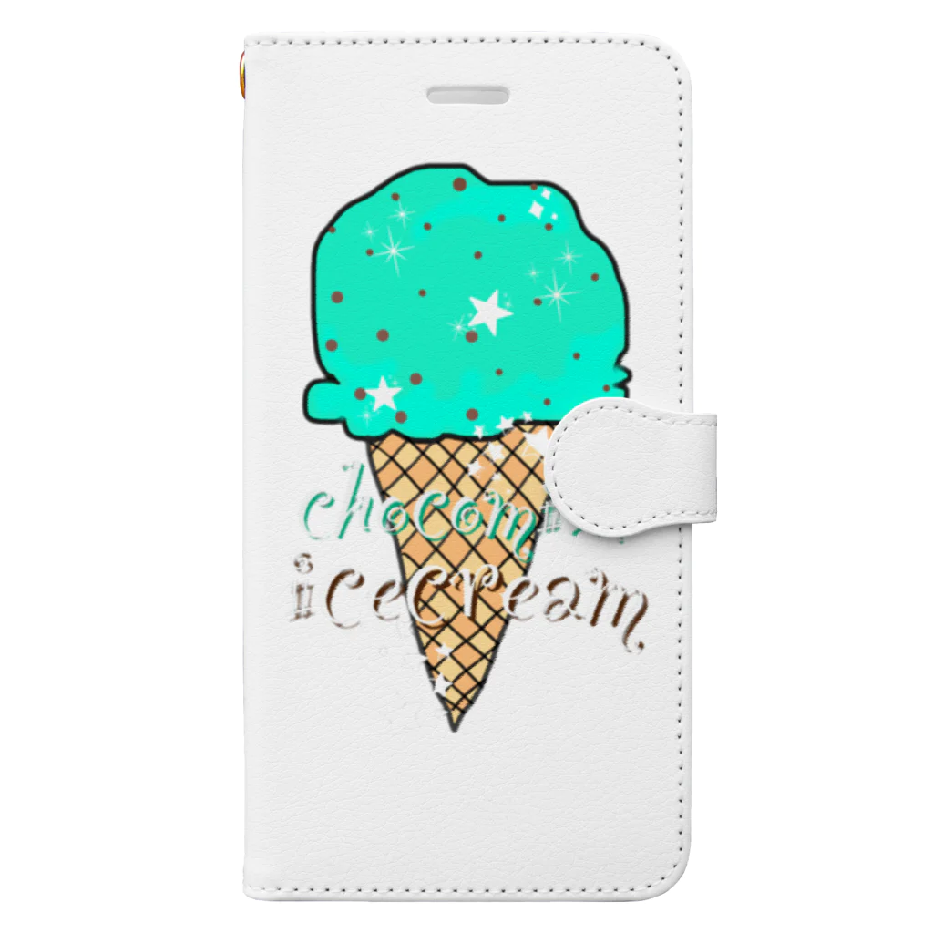 なでしこ@デザインのチョコミントアイスクリーム Book-Style Smartphone Case