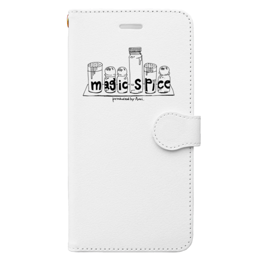 Drums and Cajon　あんりの★magic spice 手帳型スマホケース　White 手帳型スマホケース