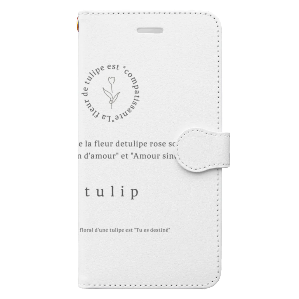 rilybiiの線画tulip＊花言葉 手帳型スマホケース