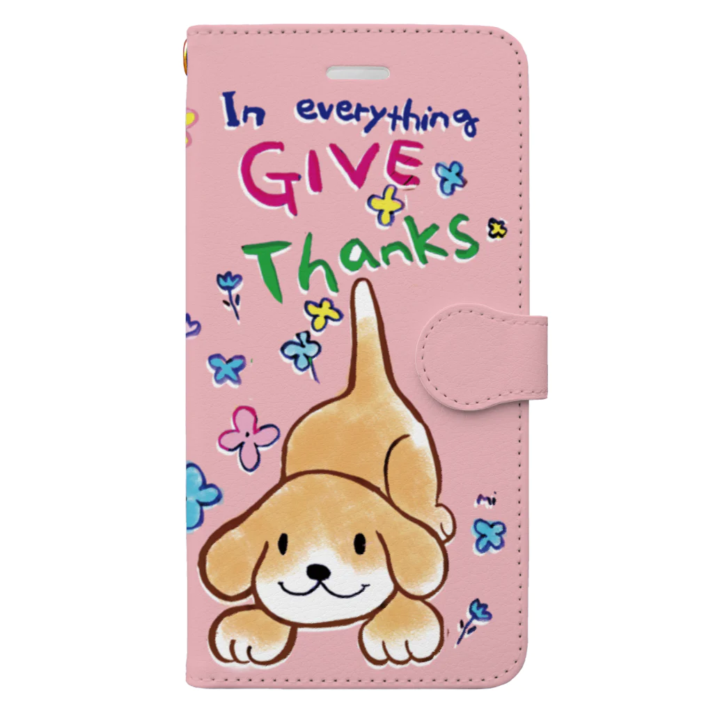 Minami Nanamiのthanksピンクワンコ Book-Style Smartphone Case