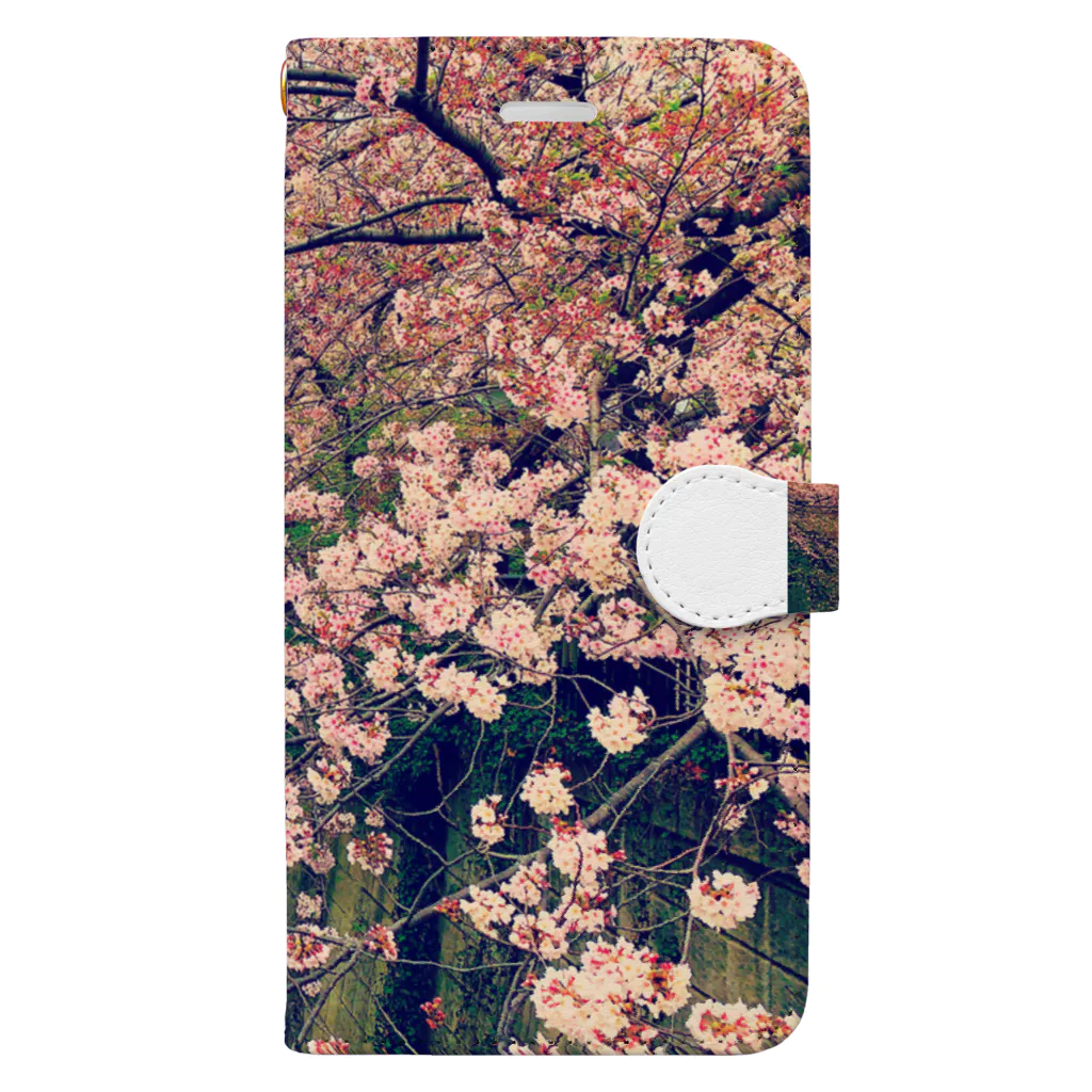 日本風景と自然風景の桜　目黒 手帳型スマホケース