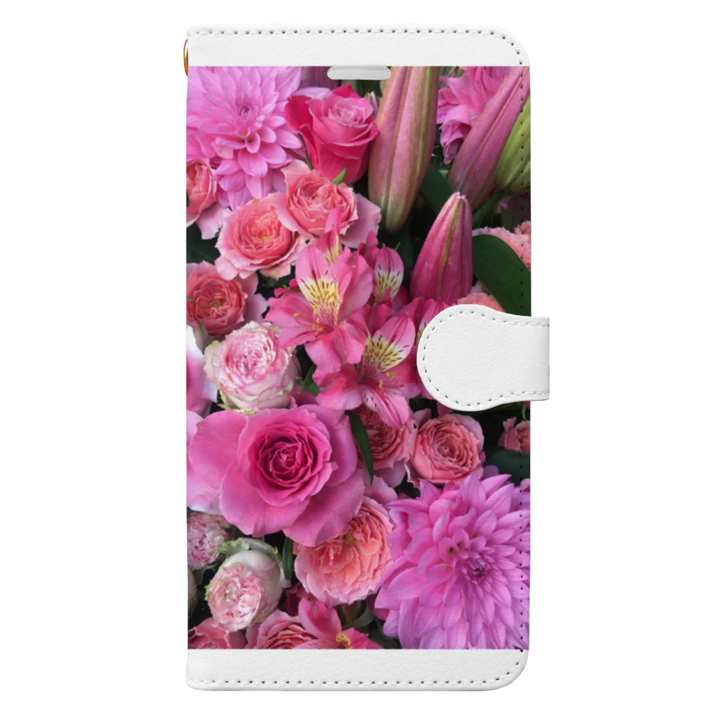 ミーミーショップのピンクの花束【お花シリーズ】 Book-Style Smartphone Case